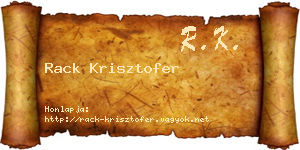 Rack Krisztofer névjegykártya